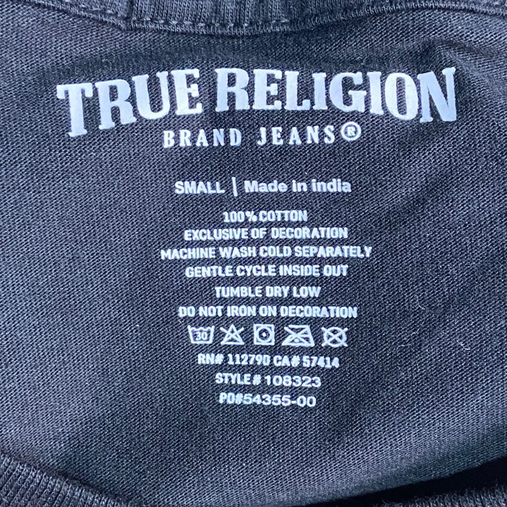 True Religion Brand Jeans Mens Small T Shirt Half‎ Face Buddha Graphic Black NWT